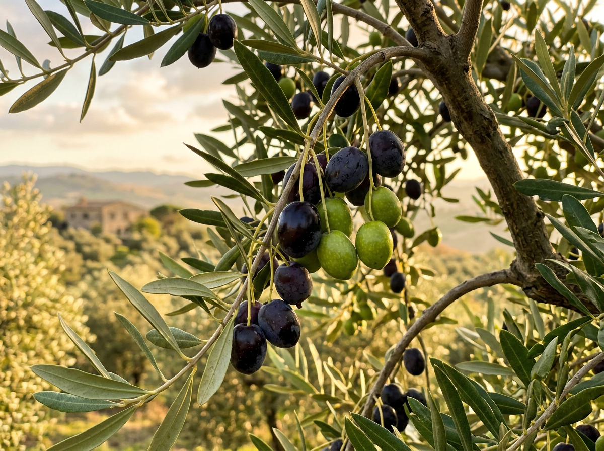 Ripe olives on branch, Sicily